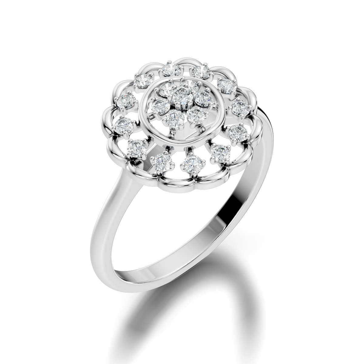Round Cut Lab Grown & Natural Diamond Unique Flower Shape Dainty Wedding Wear Ring For Women's - HIGHCARAT DIAMONDS