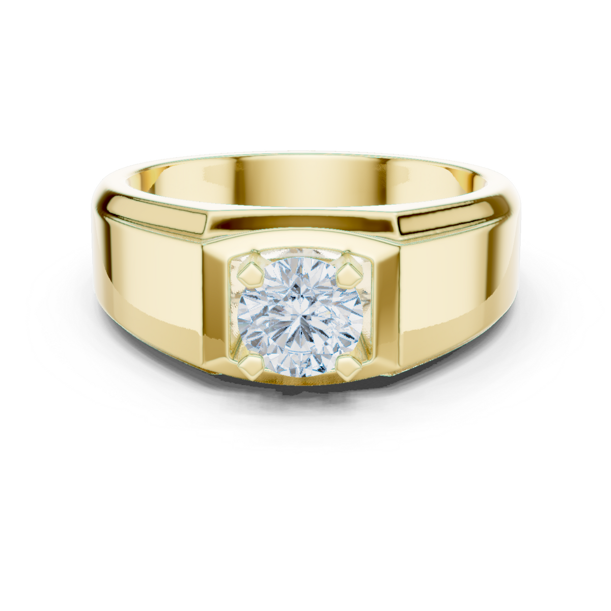 18k Solid Rose Gold Round Cut Lab Grown Diamond Sizzling Sparkling Every Day Classic Diamond Ring for Men - HIGHCARAT DIAMONDS