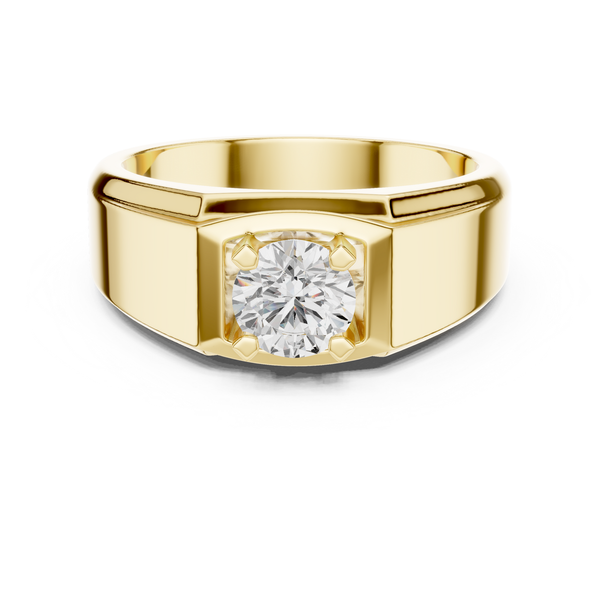 18k Solid Rose Gold Round Cut Lab Grown Diamond Sizzling Sparkling Every Day Classic Diamond Ring for Men - HIGHCARAT DIAMONDS