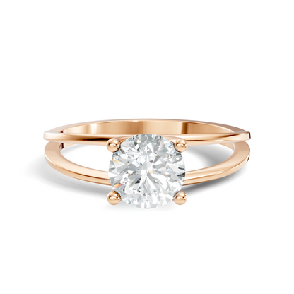 Solitaire Cluster Ring featuring round cut lab grown diamond in prong setting