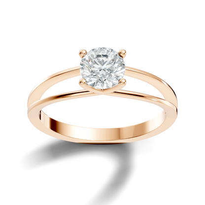 Front view of round cut lab grown diamond cluster ring