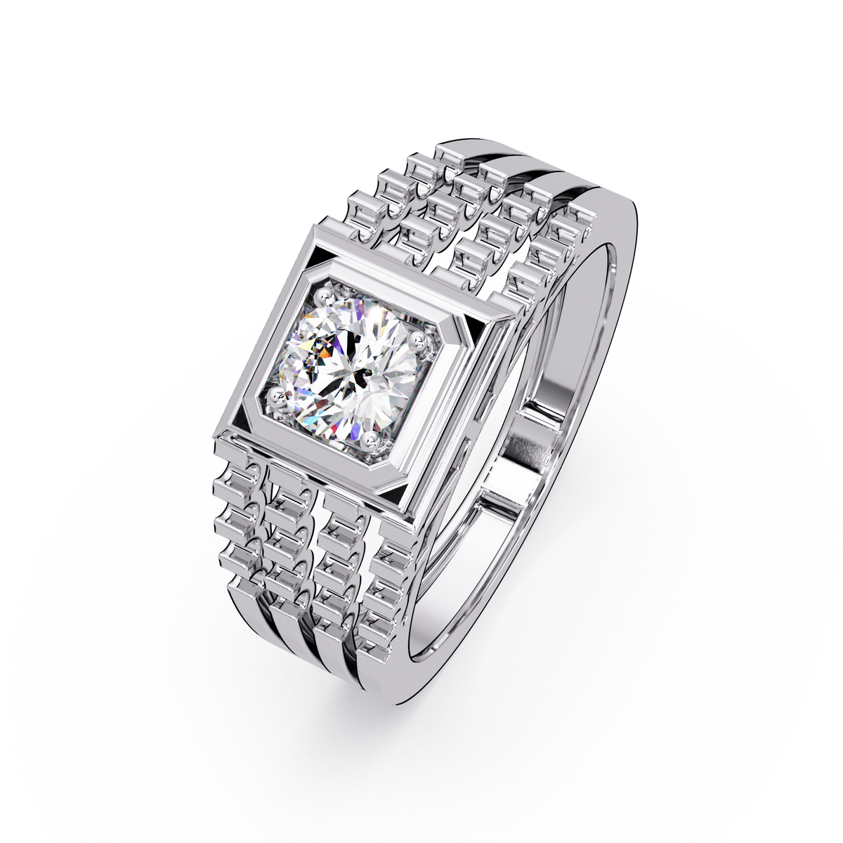 Round Cut Lab Grown Vintage Solitaire Multi Layer Ring - HIGHCARAT DIAMONDS