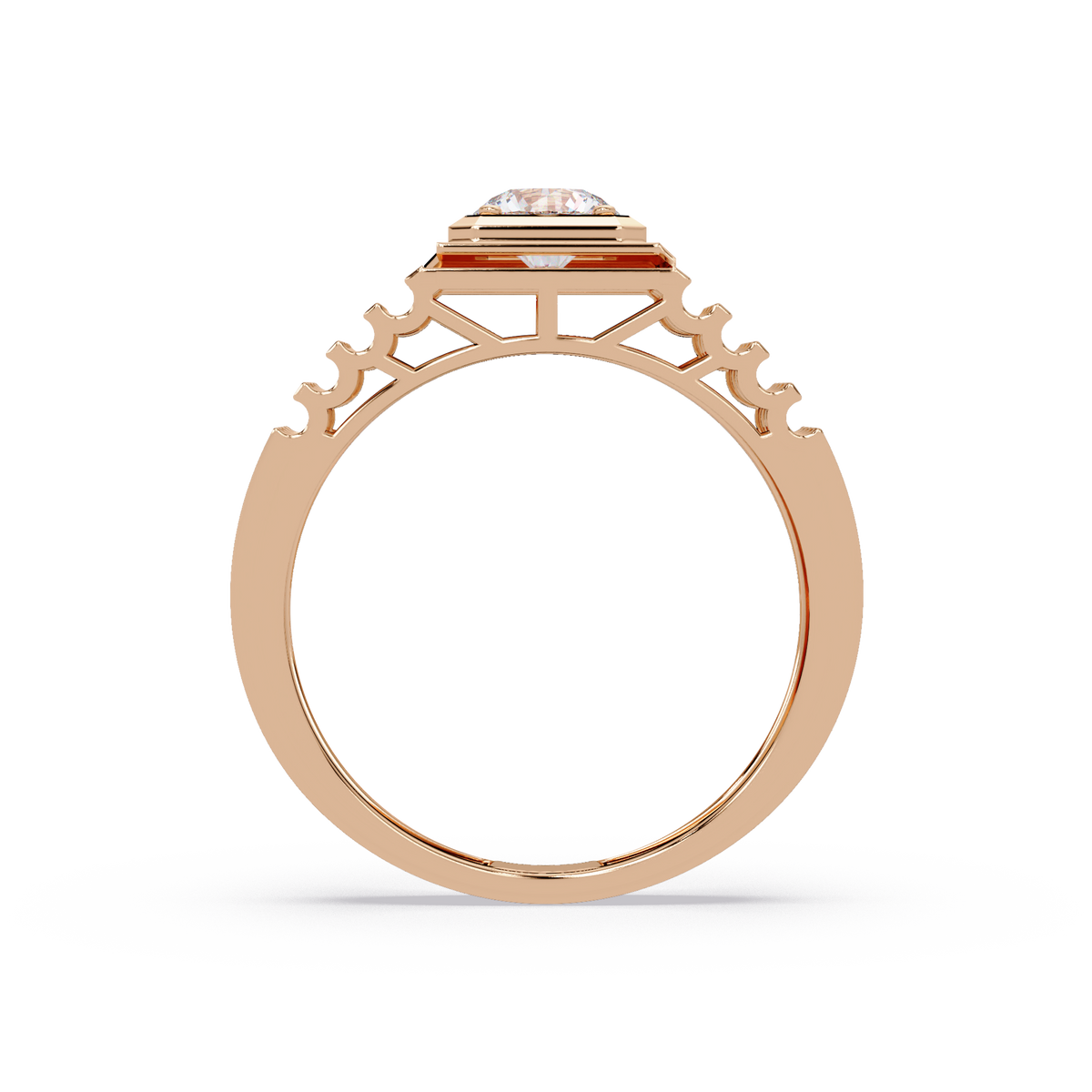 Round Cut Lab Grown Vintage Solitaire Multi Layer Ring - HIGHCARAT DIAMONDS
