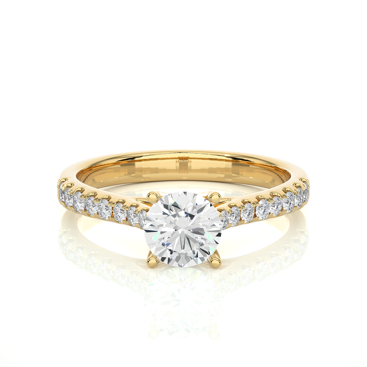 Round Cut Lab grown Diamond,14k solid rose gold   Engagement Accented  Ring For Special - HIGHCARAT DIAMONDS