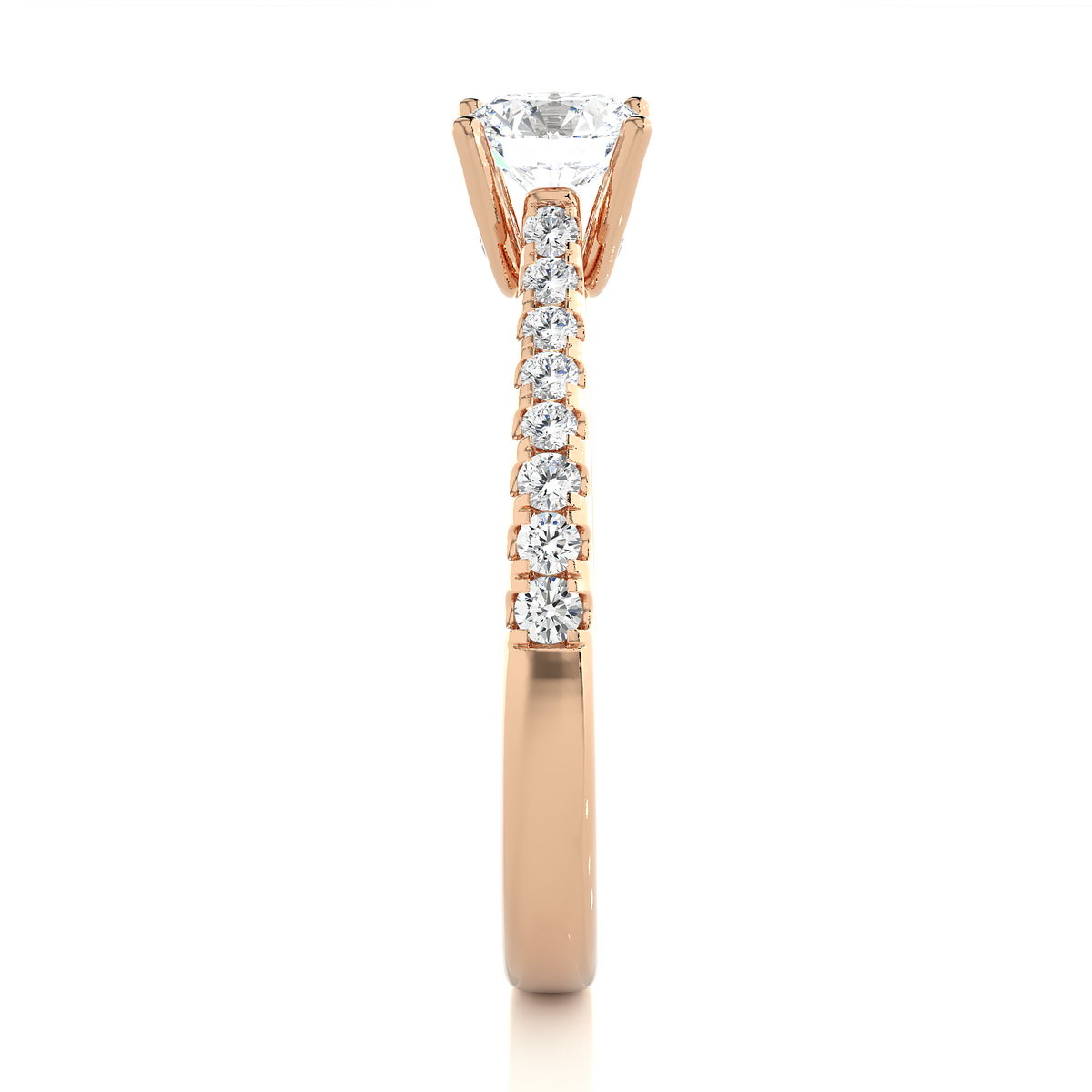 Round Cut Lab grown Diamond,14k solid rose gold   Engagement Accented  Ring For Special - HIGHCARAT DIAMONDS