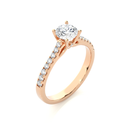 Round Cut Lab grown Diamond,14k solid rose gold   Engagement Accented  Ring For Special - HIGHCARAT DIAMONDS