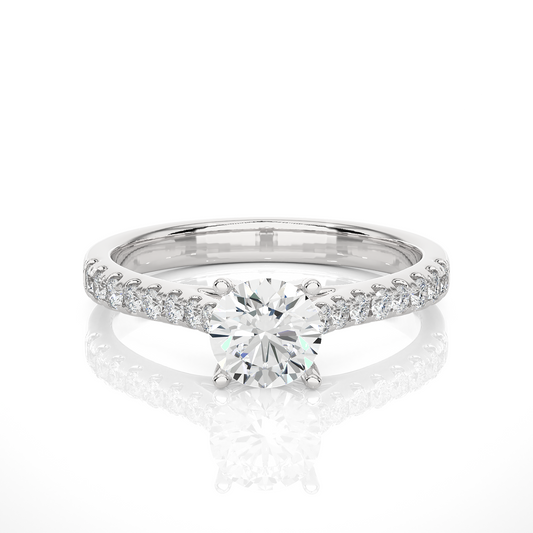 Round Cut Lab grown Diamond,14k solid rose gold   Engagement Accented  Ring For Special - HIGHCARAT DIAMONDS