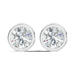 Round Shape Lab Grown Diamond 10k Solid Gold Diamond Earrings For New Party Wear Look For Women - HIGHCARAT DIAMONDS