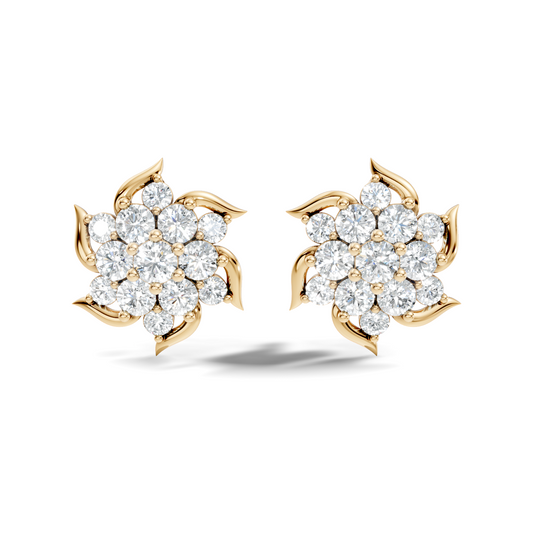 Round Shape 1.24 Ct Lab Grown & Natural Diamond 14k Solid Gold Elegance Vintage Engagement Earring For Women - HIGHCARAT DIAMONDS