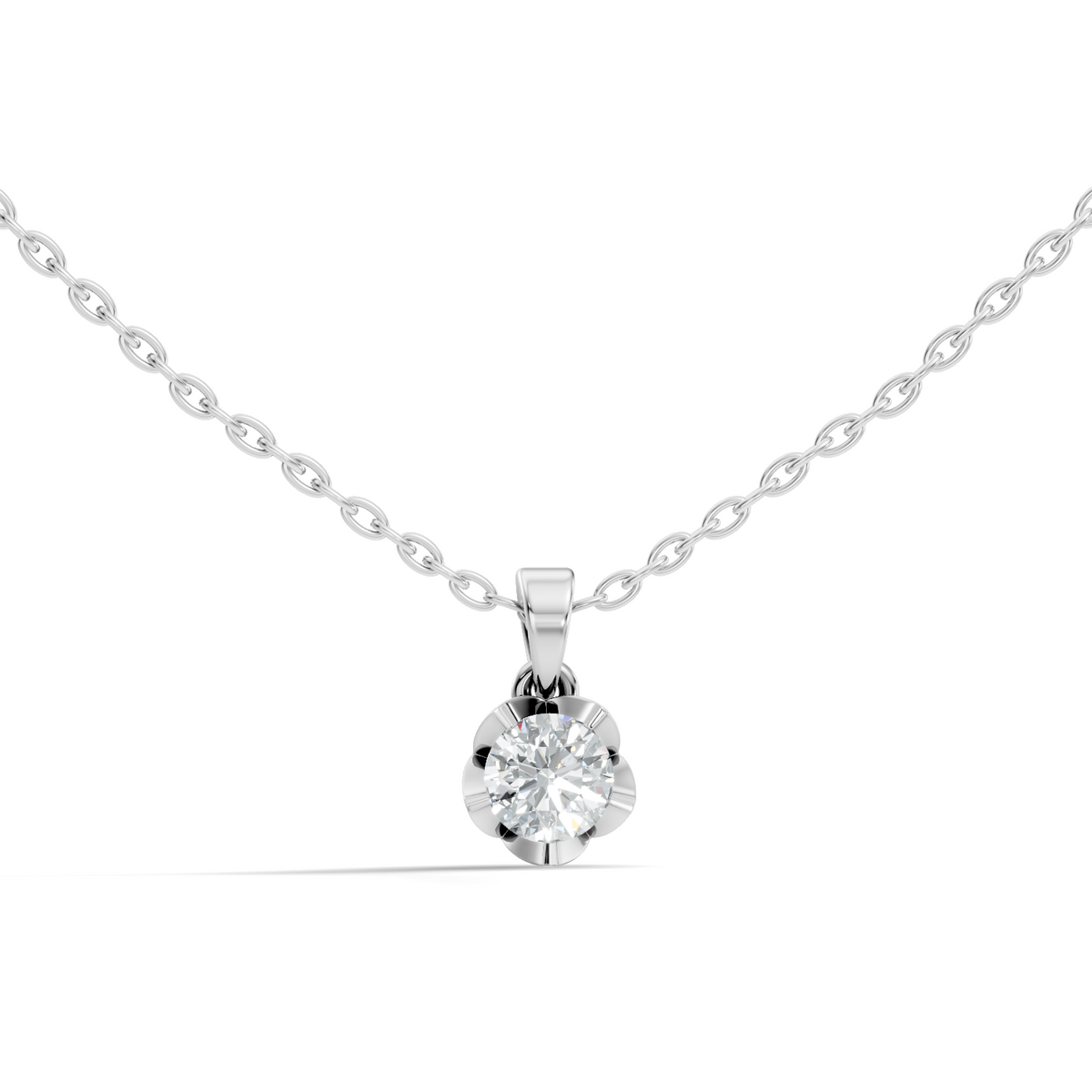 Round Lab Grown Diamond Vintage Pendant Side Profile Showing Setting