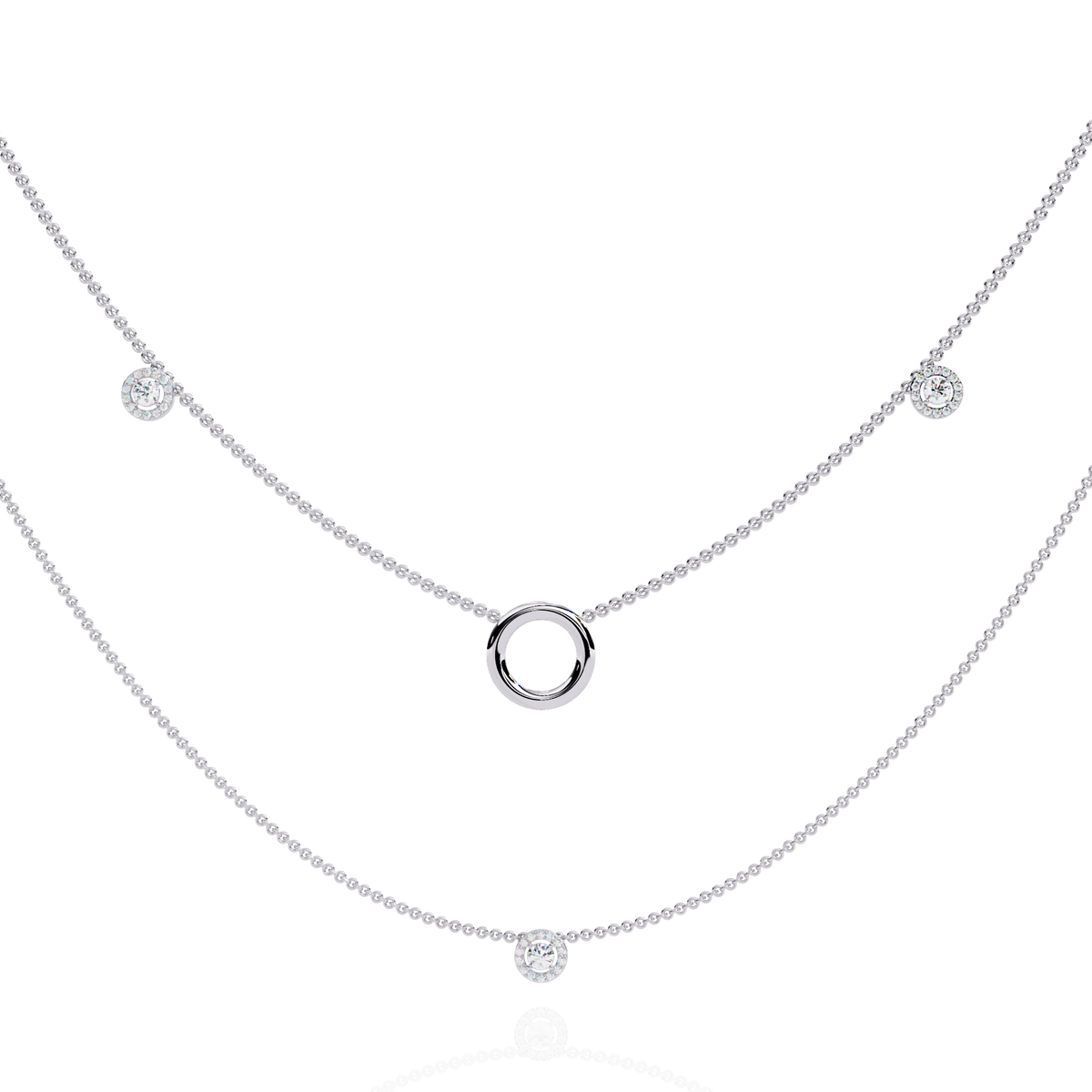 Round Cut Lab grown & Natural  Diamond Halo Style Dainty Simple Daily Wear Multi Layer Necklaces For birthday Surprise Gift - HIGHCARAT DIAMONDS
