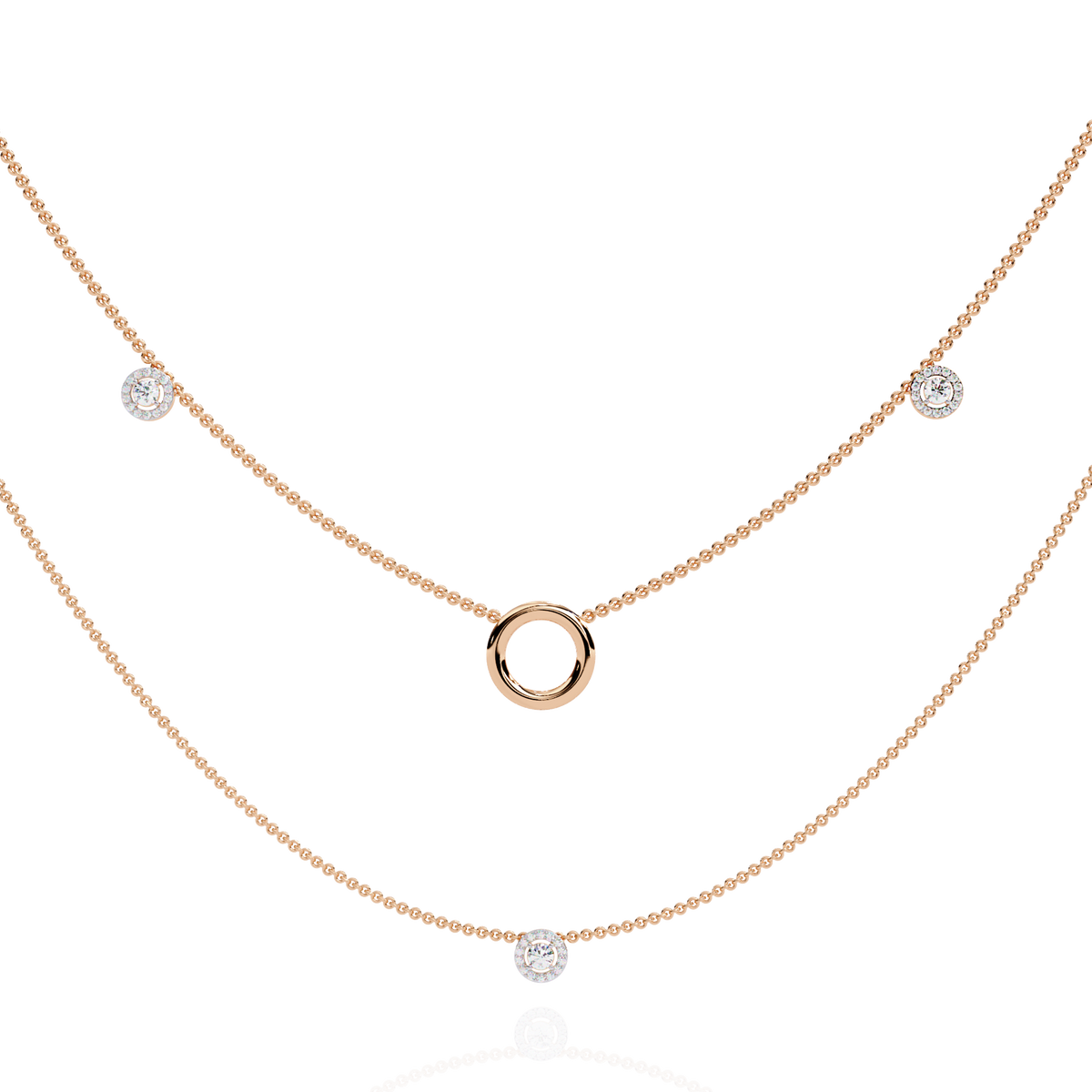 Round Cut Lab grown & Natural  Diamond Halo Style Dainty Simple Daily Wear Multi Layer Necklaces For birthday Surprise Gift - HIGHCARAT DIAMONDS