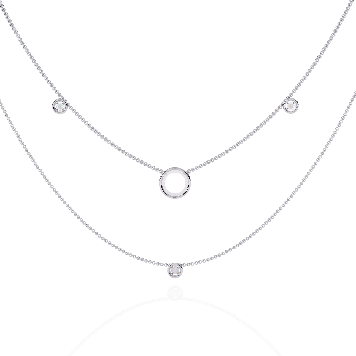 Round Cut Lab grown & Natural  Diamond Halo Style Dainty Simple Daily Wear Multi Layer Necklaces For birthday Surprise Gift - HIGHCARAT DIAMONDS