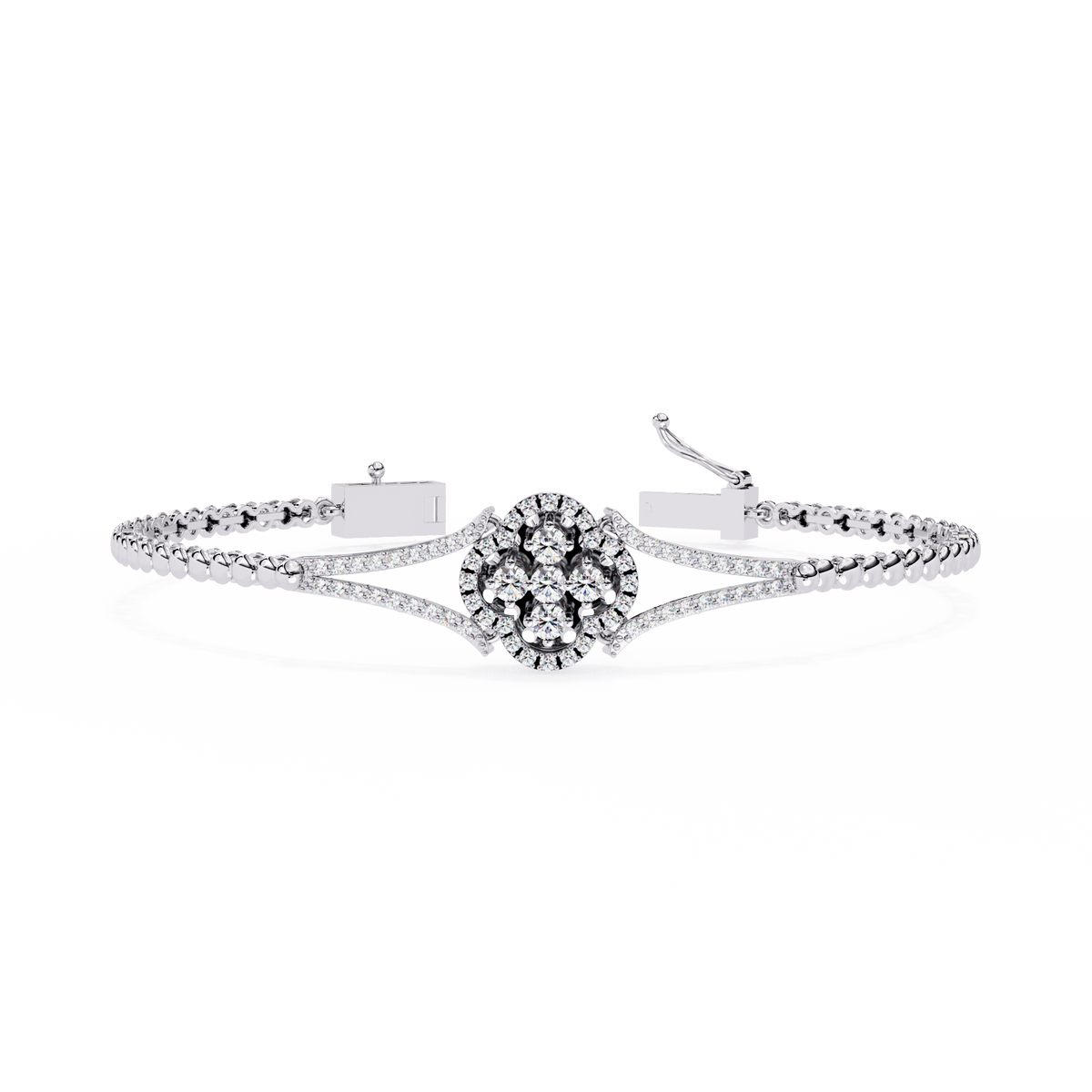Round Cut Natural Diamond Elegant  Art Deco 10k Solid Yellow Gold Dainty Statement Cuff Bracelet For Women's - HIGHCARAT DIAMONDS