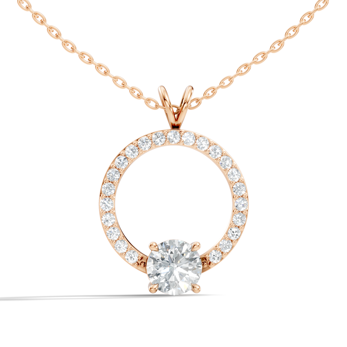 Round Shape Lab Grown Diamond 1.71 Ct 18k Solid White Gold Diamond Pendent For Her - HIGHCARAT DIAMONDS
