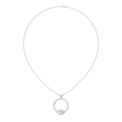 Round Shape Lab Grown Diamond 1.71 Ct 18k Solid White Gold Diamond Pendent For Her - HIGHCARAT DIAMONDS