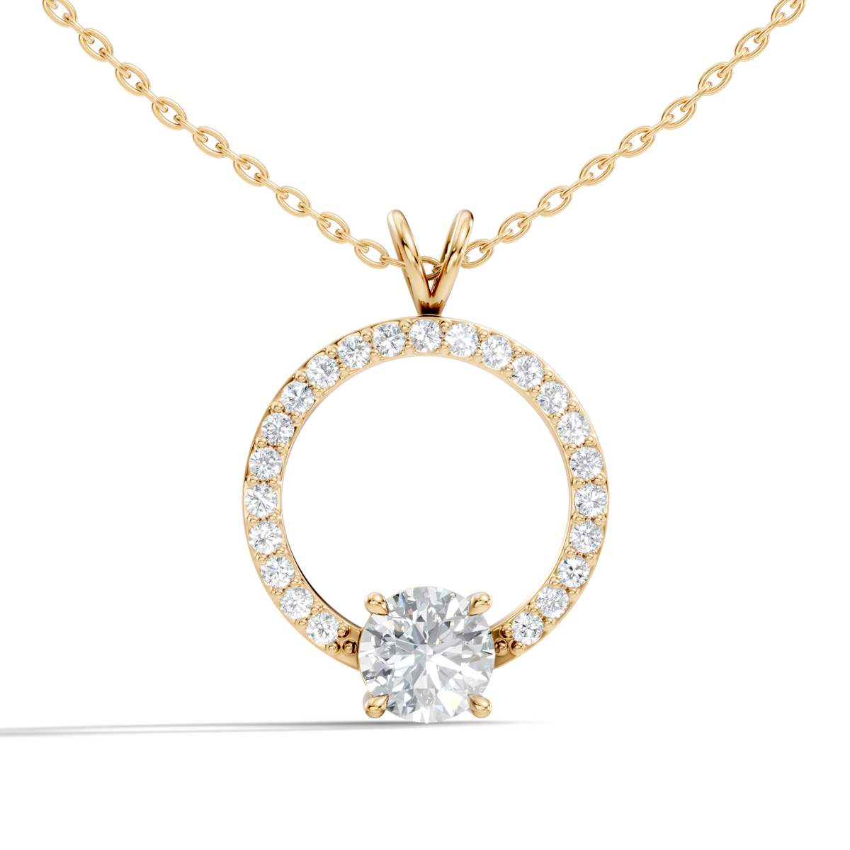 Round Shape Lab Grown Diamond 1.71 Ct 18k Solid White Gold Diamond Pendent For Her - HIGHCARAT DIAMONDS