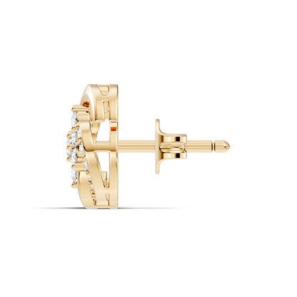 Timeless 14K Solid Rose Gold Floral Swirl Diamond Stud Earrings Everyday To Party Wear - HIGHCARAT DIAMONDS
