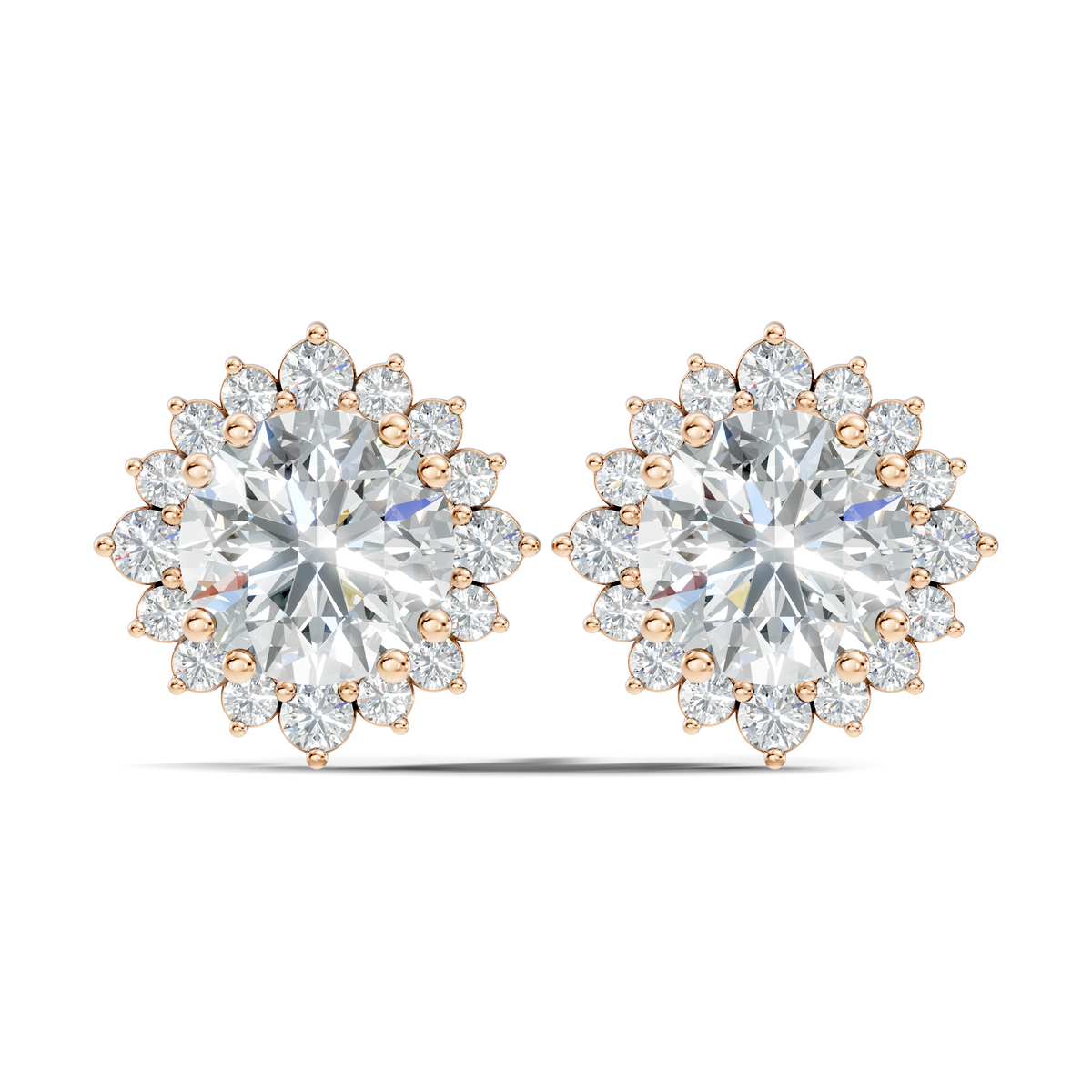 2.02 Round Shape Lab Grown Sparkling Diamond Stud Earrings For Women In 14K Solid Gold - HIGHCARAT DIAMONDS