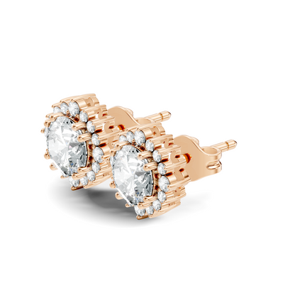 2.02 Round Shape Lab Grown Sparkling Diamond Stud Earrings For Women In 14K Solid Gold - HIGHCARAT DIAMONDS