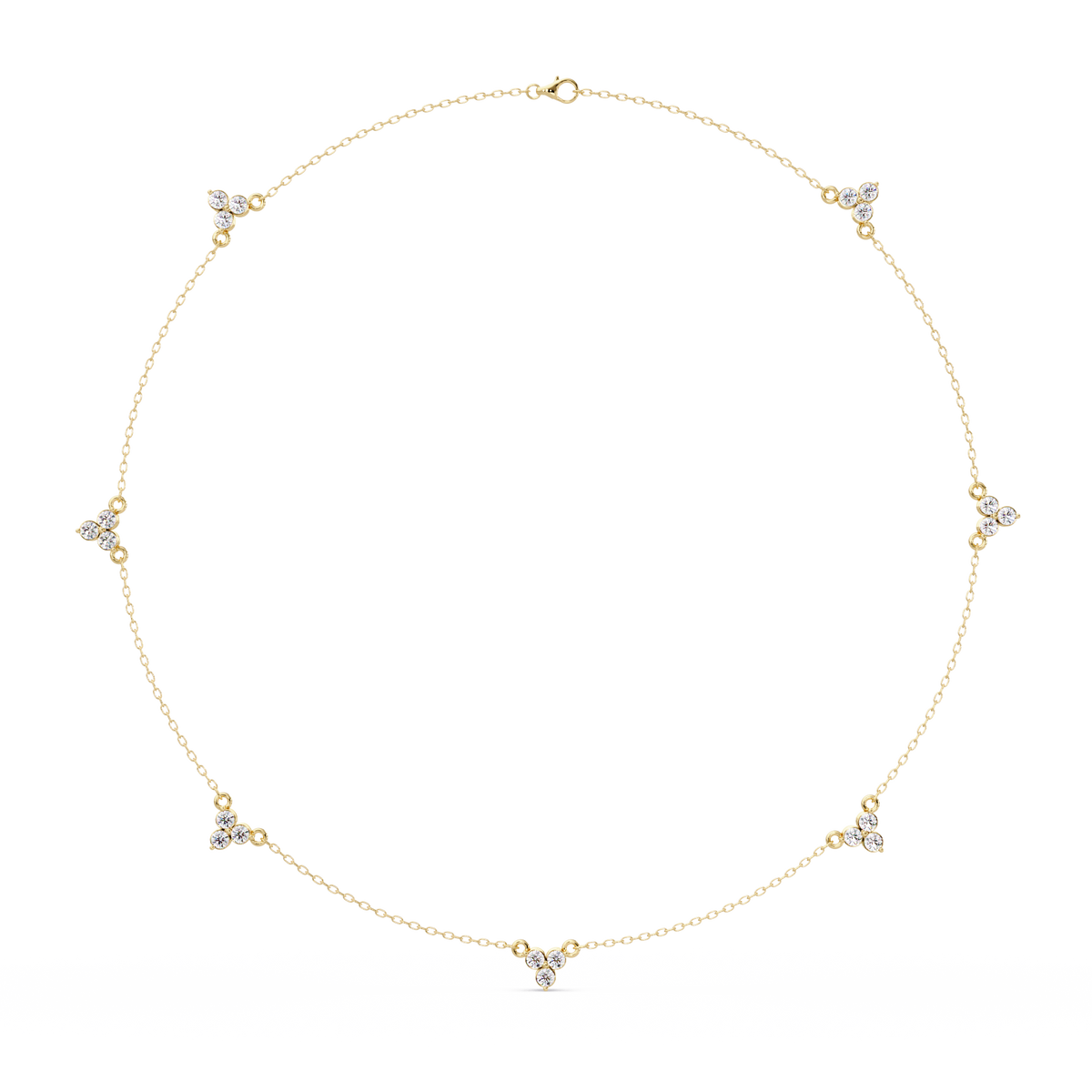 Round Cut Rose Gold Lab Gown Station Diamond Necklace - HIGHCARAT DIAMONDS