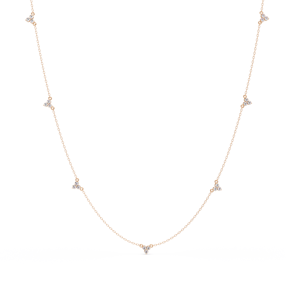 Round Cut Rose Gold Lab Gown Station Diamond Necklace - HIGHCARAT DIAMONDS