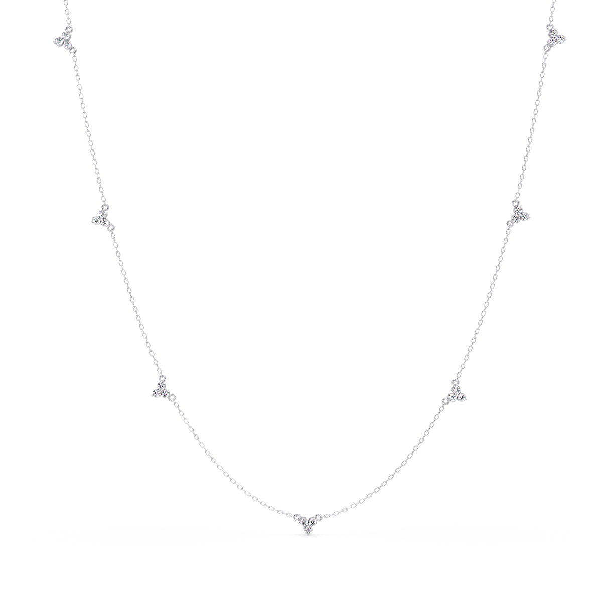 Round Cut Rose Gold Lab Gown Station Diamond Necklace - HIGHCARAT DIAMONDS