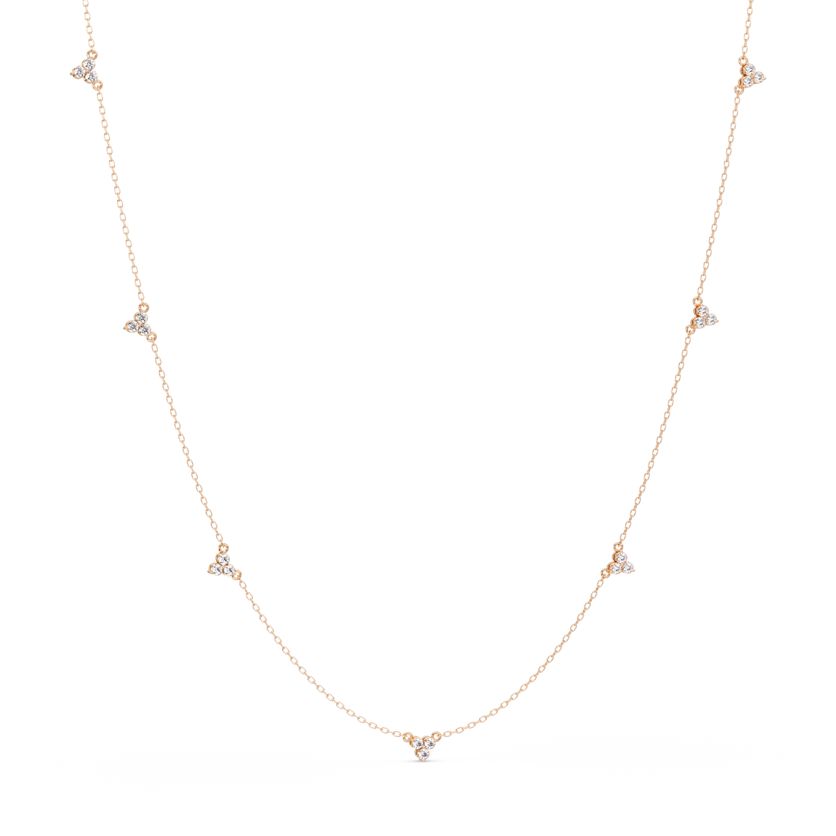 Round Cut Rose Gold Lab Gown Station Diamond Necklace - HIGHCARAT DIAMONDS