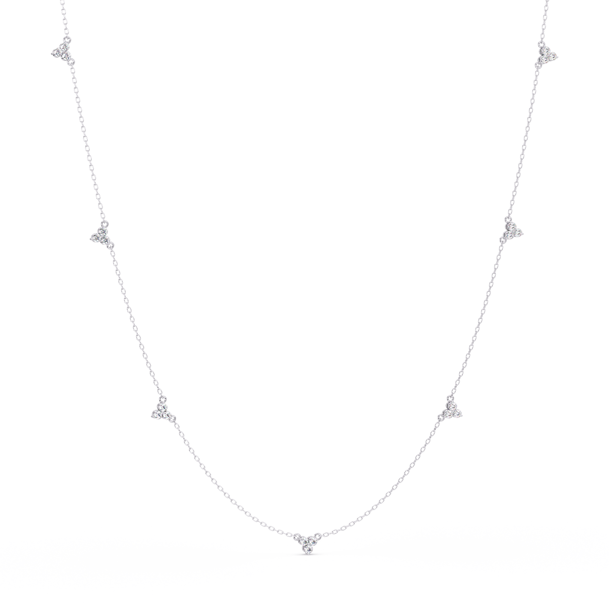 Round Cut Rose Gold Lab Gown Station Diamond Necklace - HIGHCARAT DIAMONDS