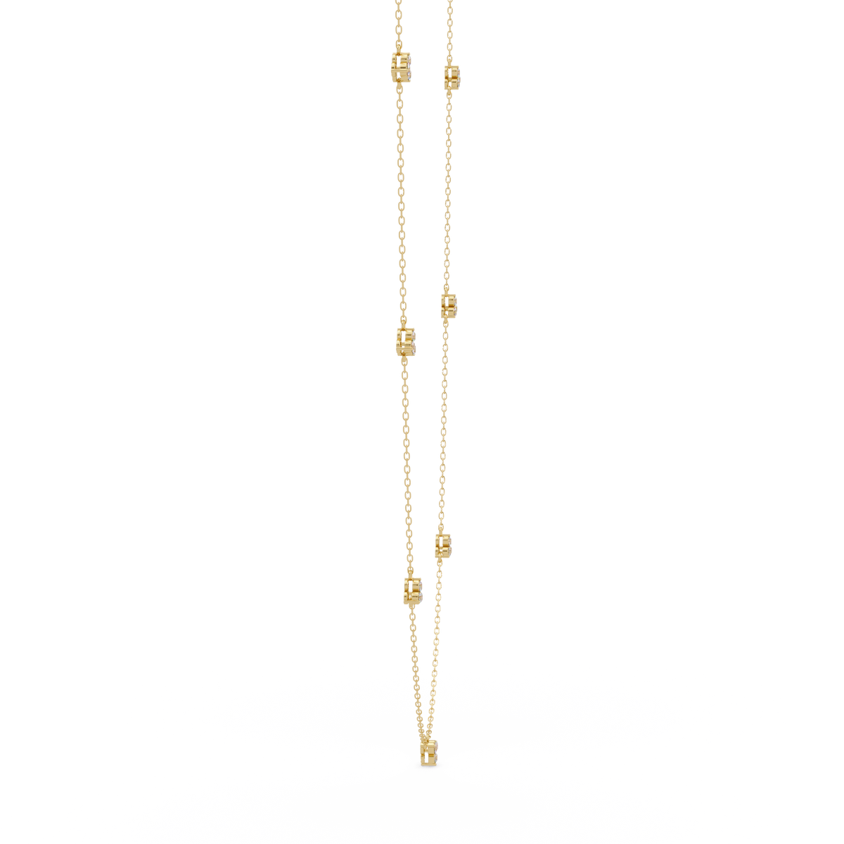 Round Cut Rose Gold Lab Gown Station Diamond Necklace - HIGHCARAT DIAMONDS