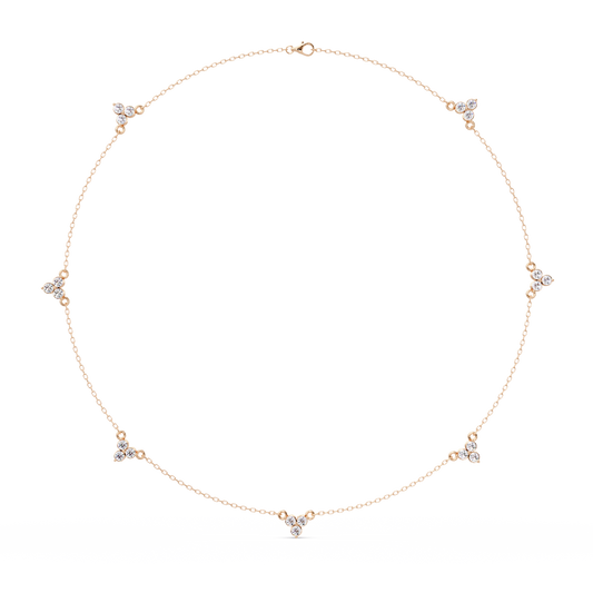 Round Cut Rose Gold Lab Gown Station Diamond Necklace - HIGHCARAT DIAMONDS