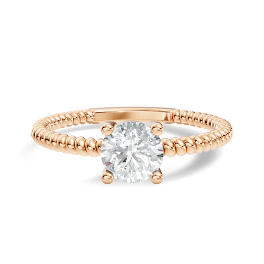 Round Cut Solitaire Lab Grown Diamond Engagement Ring with polished band design