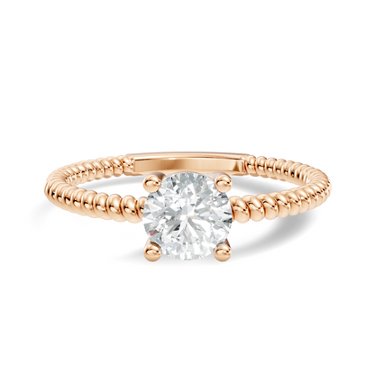 Round Cut Solitaire Lab Grown Diamond Engagement Ring with polished band design