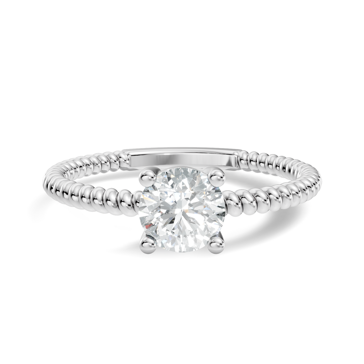 Solitaire Engagement Ring featuring round cut lab grown diamond center stone