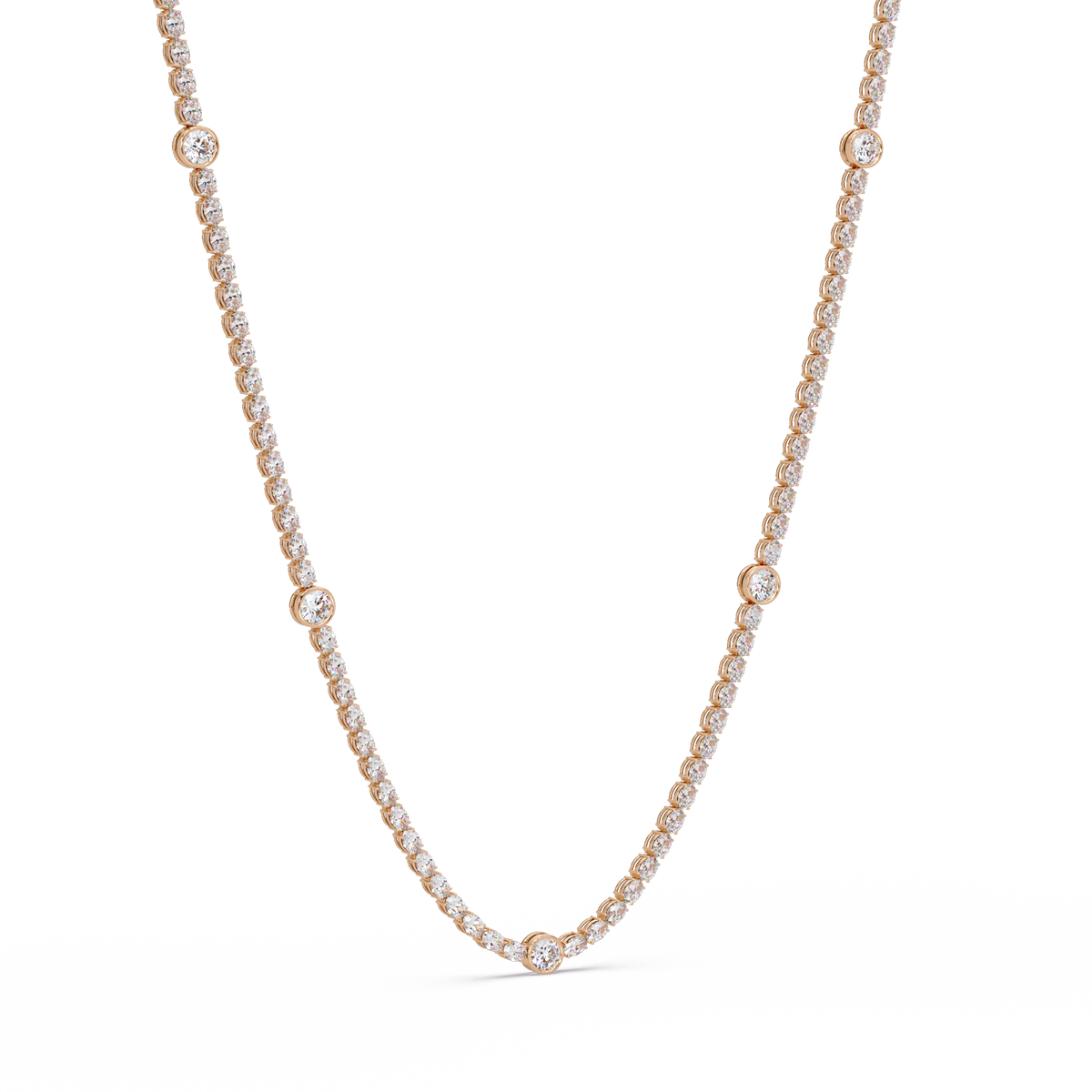 Round Cut Station Lab Grown Tennis Diamond Necklace in Gold - HIGHCARAT DIAMONDS