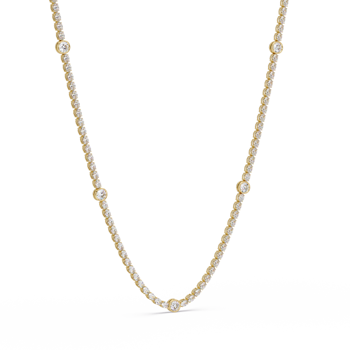 Round Cut Station Lab Grown Tennis Diamond Necklace in Gold - HIGHCARAT DIAMONDS
