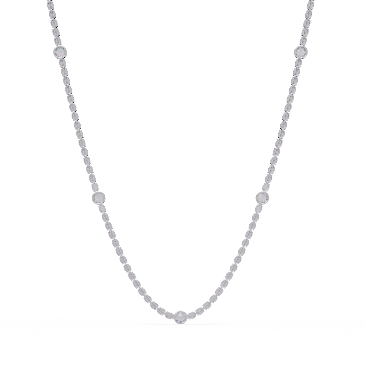 Round Cut Station Lab Grown Tennis Diamond Necklace in Gold - HIGHCARAT DIAMONDS