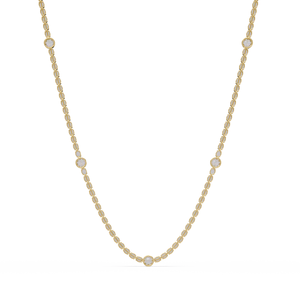Round Cut Station Lab Grown Tennis Diamond Necklace in Gold - HIGHCARAT DIAMONDS
