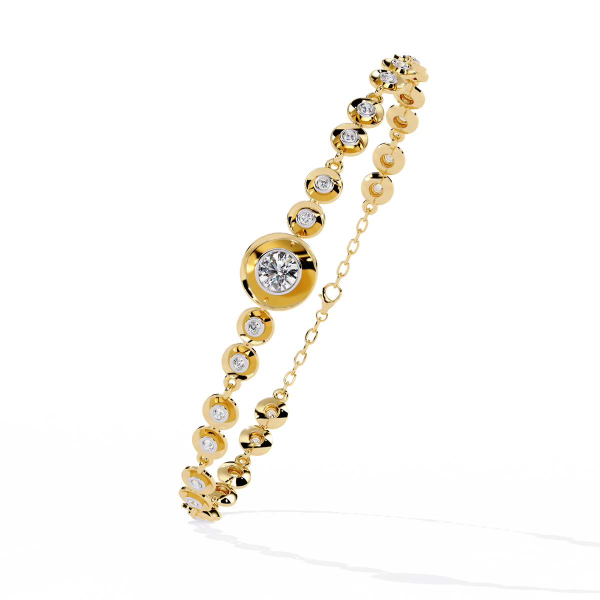 Round Cut Top Grade Lab Grown Diamond Bezel Set Unique Minimalist Bridesmaid Tennis Bracelet Gift For Her - HIGHCARAT DIAMONDS