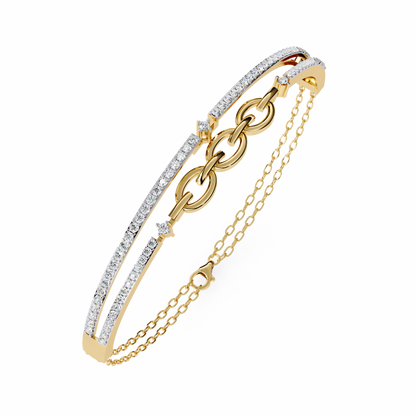 Round Cut Top Grade Lab Grown Diamond Unique Vintage Miniamlsit Dainty Perfect Party Wear Cuff Bracelet - HIGHCARAT DIAMONDS
