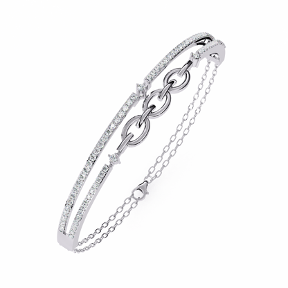 Round Cut Top Grade Lab Grown Diamond Unique Vintage Miniamlsit Dainty Perfect Party Wear Cuff Bracelet - HIGHCARAT DIAMONDS