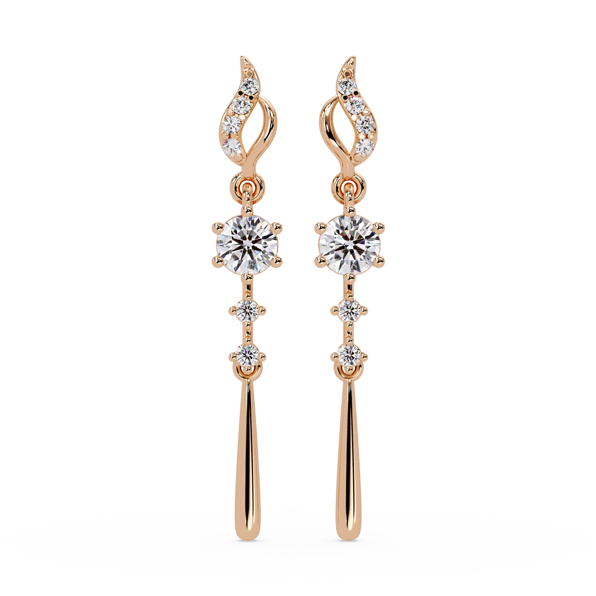 Round Cut Vintage Lab Grown Diamond Drop Earring - HIGHCARAT DIAMONDS