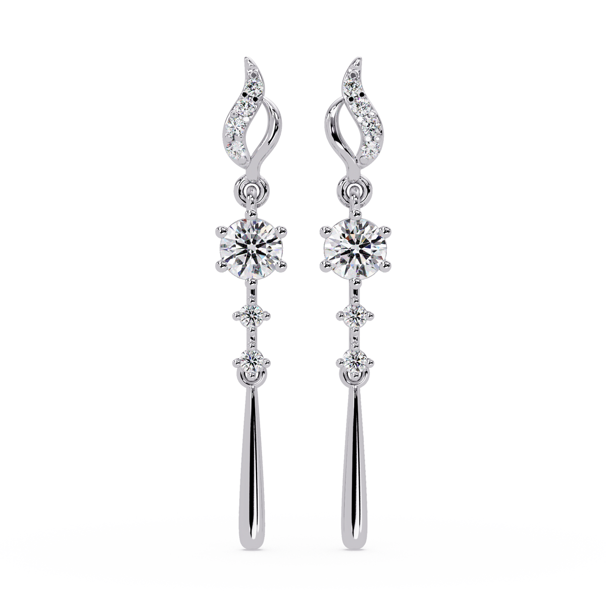 Round Cut Vintage Lab Grown Diamond Drop Earring - HIGHCARAT DIAMONDS