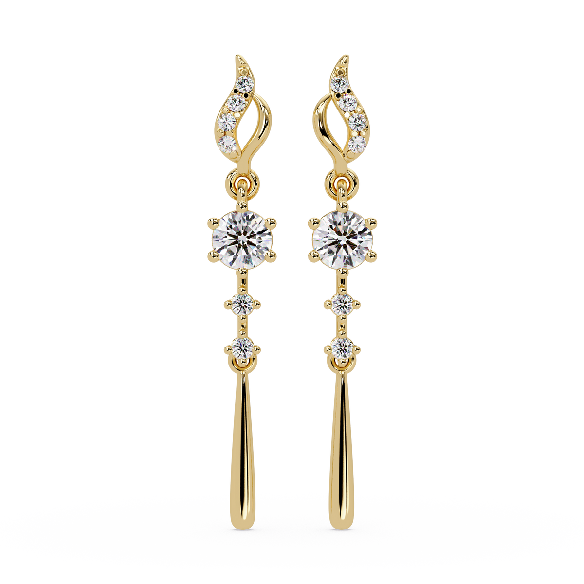 Round Cut Vintage Lab Grown Diamond Drop Earring - HIGHCARAT DIAMONDS