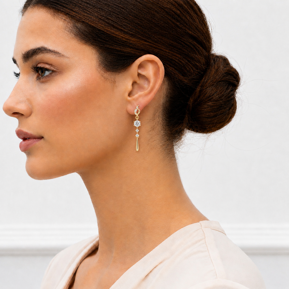 Round Cut Vintage Lab Grown Diamond Drop Earring - HIGHCARAT DIAMONDS