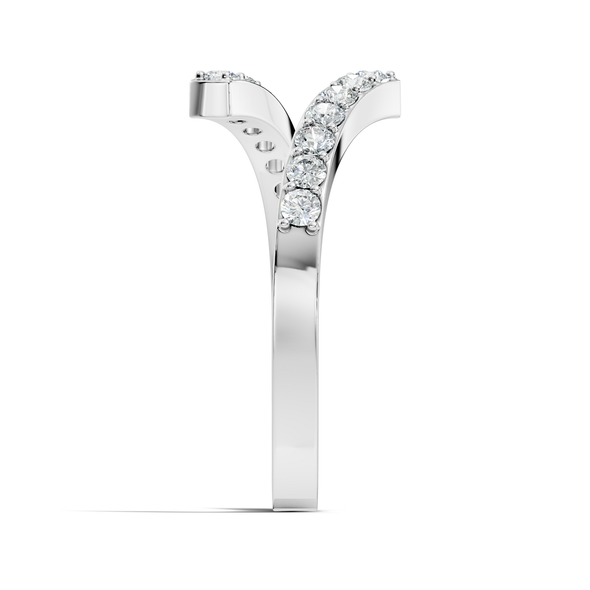 Round Cut White Colorless Lab Grown Diamond Unique Bypass Dainty Party Wear Ring For Women's - HIGHCARAT DIAMONDS