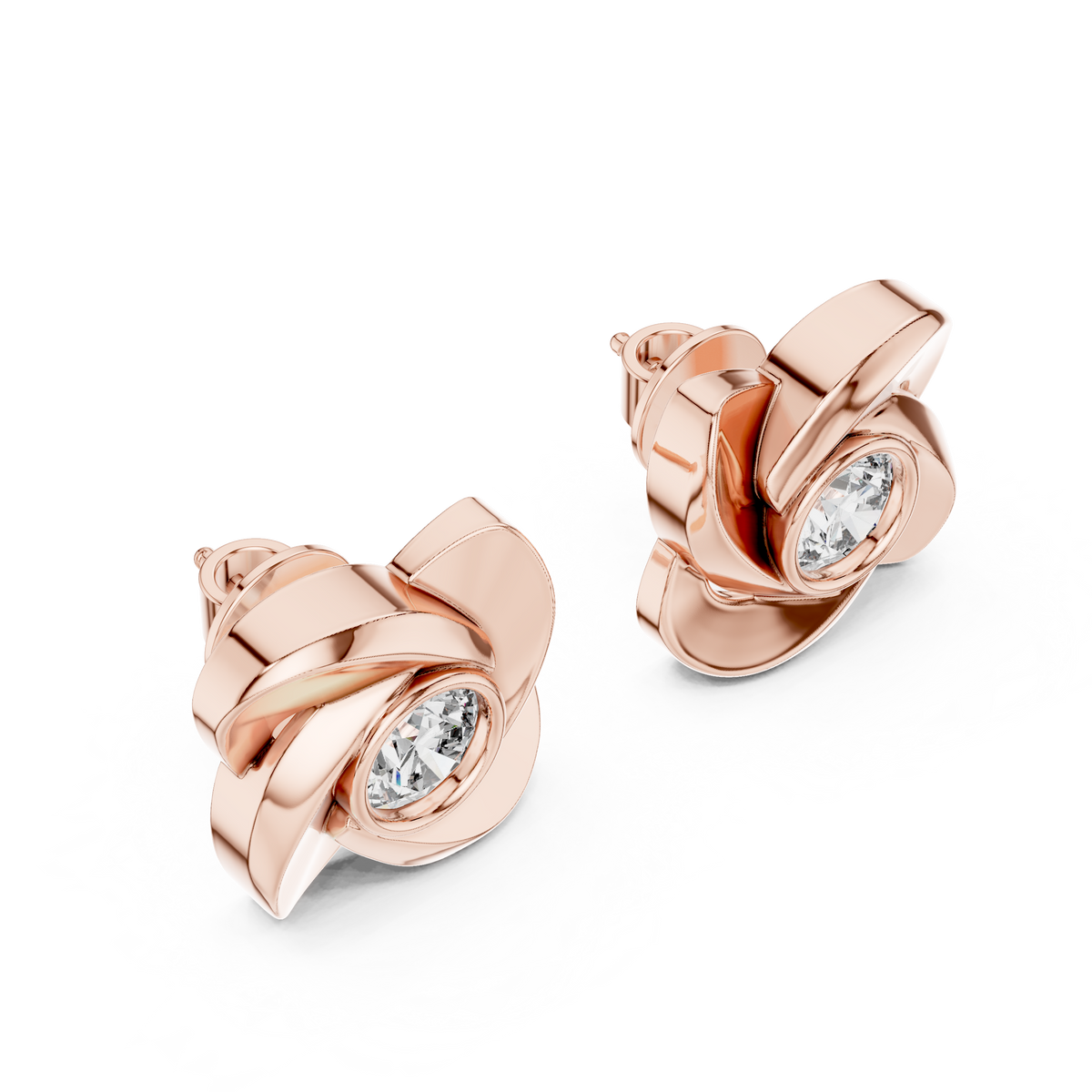Unique Round Cut White Colorless Diamond Vintage Minimalist Bezel Set Dainty Stud Earring Gift For Her - HIGHCARAT DIAMONDS