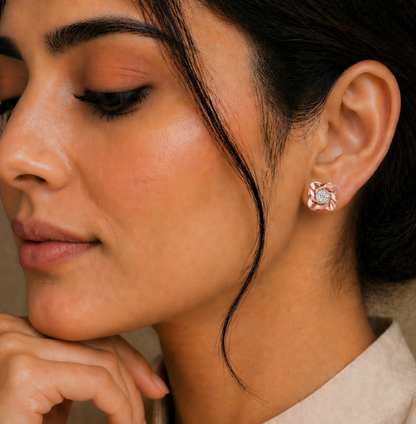 Round Cut White Gold Lab Grown Diamond Bezel Set Stud Earring - HIGHCARAT DIAMONDS #wearthelook