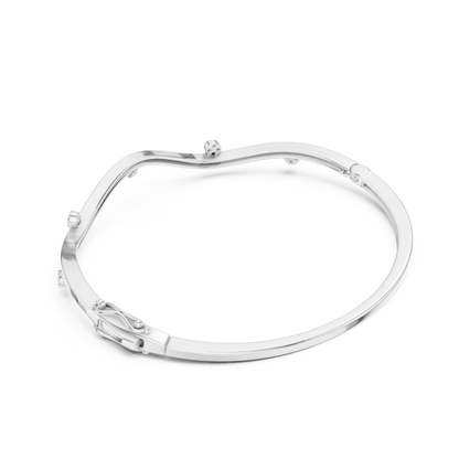 Round Cut lab Grown Diamond Unique Art Deco Party Wear Bangle For Her - HIGHCARAT DIAMONDS