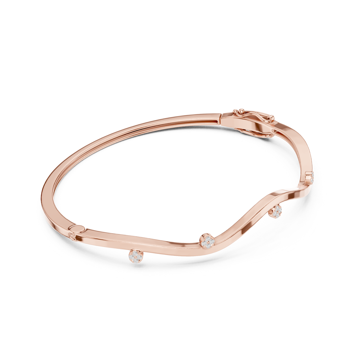 Round Cut lab Grown Diamond Unique Art Deco Party Wear Bangle For Her - HIGHCARAT DIAMONDS